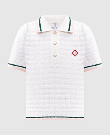 Белое махровое поло с нашивкой логотипа логотип