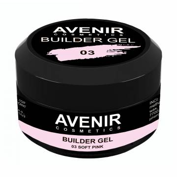 Гель для наращивания ногтей Avenir Cosmetics Builder Gel Pro 03 Soft Pink, 30 мл Гель для наращивания ногтей Avenir Cosmetics Builder Gel Pro 03 Soft Pink, 30 мл