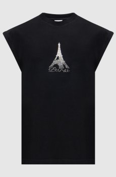 Черная футболка без рукавов Paris