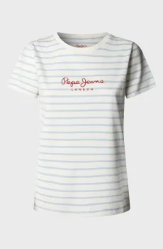 Женская белая футболка в полоску MAE STRIPED Белый M Pepe Jeans PL5000124