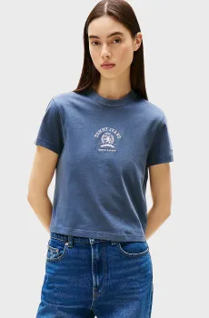 Женская темно-синяя футболка TJW REG SH VARSITY CREST Синий XS Tommy Jeans DW0DW20317