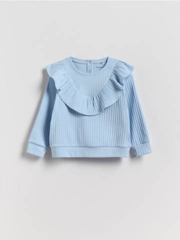 Reserved - Блузка з оборкою - блідо-блакитний - 406FT-05X