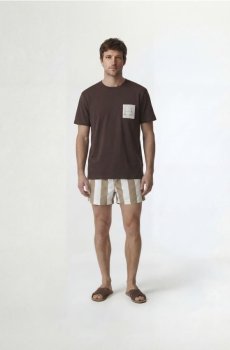 Reserved - Смугасті пляжні шорти - бежевий - 389FB-80X