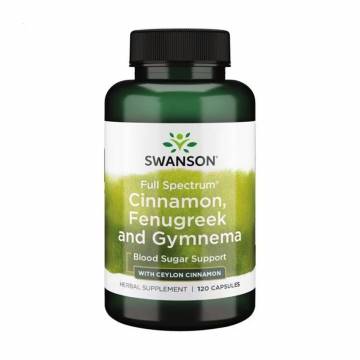 Корица, пажитник и джимнема Swanson Full Spectrum Cinnamon, Fenugreek and Gymnema, 120 капсул