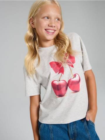 Футболка з принтом - сірий