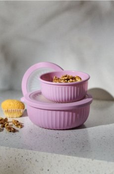 Набір контейнерів для їжі з кришками 2 pack - рожевий