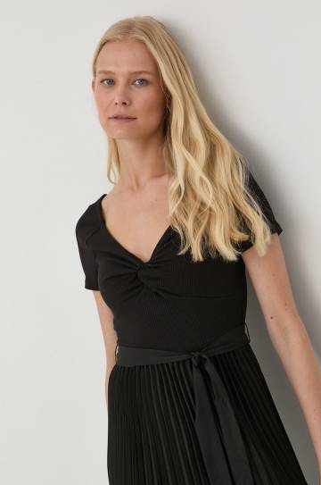 Платье Guess цвет чёрный midi расклешённое Платье Guess цвет чёрный midi расклешённое