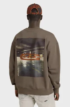 Мужской коричневый свитшот Photo back print loose Коричневый S G-Star RAW D25102,D257