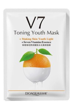 Витаминная тканевая маска для лица Bioaqua V7 Toning Youth Mask с экстрактом апельсина и витаминами, 30 г
