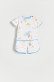 Reserved - Бавовняний комплект із принтом - білий - 5002S-00X