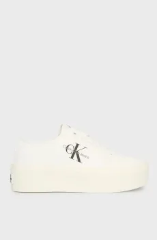 Женские белые кеды FLATFORM+ CUPSOLE LOW TXT Белый 37 Calvin Klein YW0YW01033
