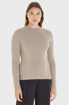 Женский серый шерстяной джемпер SOFT WOOL RIB Серый XS Calvin Klein K20K205749