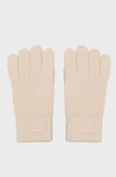 Мужские бежевые шерстяные перчатки PATCH Бежевый ONESIZE Calvin Klein LV14D8031G