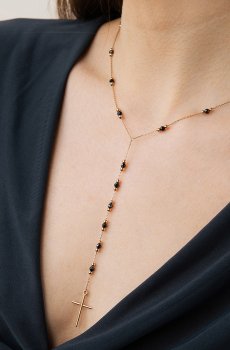 Золотое колье с крестиком (фианит) кол01483