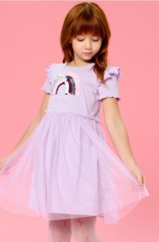 Сукня з тюлевою спідницею, аплікацією з паєток і воланами - Фіолетовий