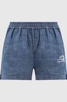 Синие джинсовые шорты с вышивкой логотипа