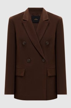 Коричневый двубортный жакет с льном