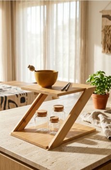 Вільностояча складна бамбукова полиця - бежевий