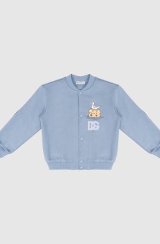 Детский синий бомбер в принт