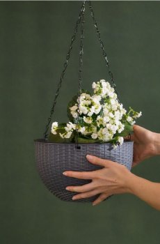 Підвісний горщик із ланцюгом - темно-сірий