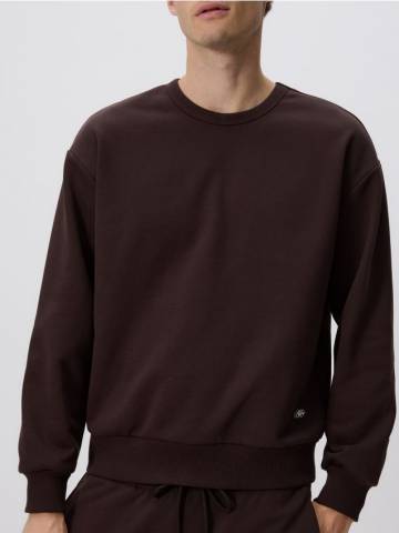 Reserved - Однотонний світшот з високим вмістом бавовни - коричневий - 7389H-88X