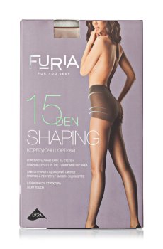 Колготки женские Furia с корректирующими шортиками, 15 DEN, черные, размер 3