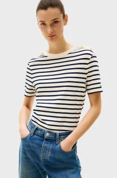 Женская белая футболка в полоску REG STRIPE GOLD Белый S Tommy Hilfiger WW0WW42907