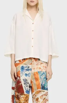 Женская белая льняная рубашка Белый M Bimba Y Lola 251BR2024.12070