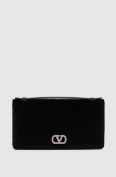 Черный бархатный клатч VLogo