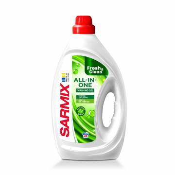 Гель для стирки Sarmix Fresh & Clean Washing Gel, All-In-One, 48 стирок, 1.9 л Гель для стирки Sarmix Fresh & Clean Washing Gel, All-In-One, 48 стирок, 1.9 л