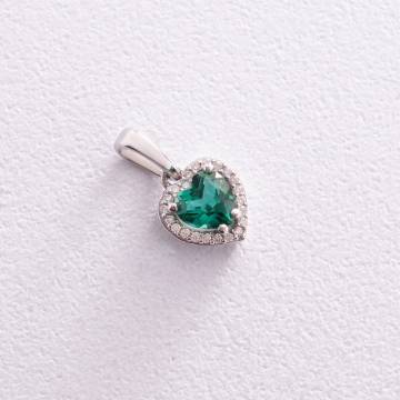 Серебряный кулон "Сердечко" с кварцом и фианитами 3983/1р-QGR Серебряный кулон "Сердечко" с кварцом и фианитами 3983/1р-QGR
