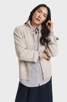 Женский белый кардиган CABLE Белый S Gant 4805401