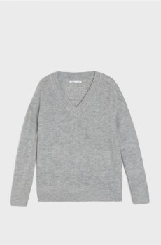 Джемпер з трикотажу в рубчик - сірий