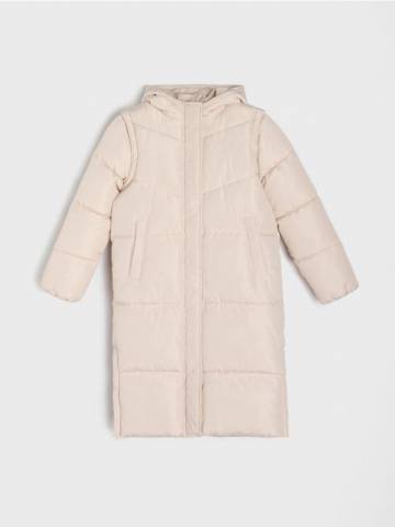Пальто зі знімними рукавами - нюдовий