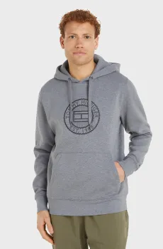 Мужское серое худи FLAG ROUNDLE EMBRO HOODY Серый M Tommy Hilfiger MW0MW35532