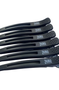 Зажимы для волос Zauber с резинкой, черные, 6 шт (06-047)
