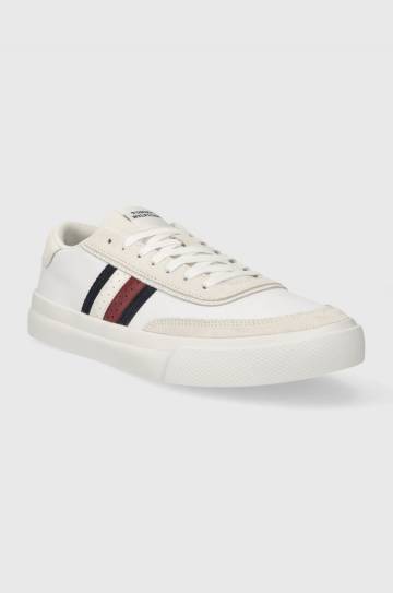 Кожаные кроссовки Tommy Hilfiger TH CUPSET RWB LTH цвет белый FM0FM04975 Кожаные кроссовки Tommy Hilfiger TH CUPSET RWB LTH цвет белый FM0FM04975
