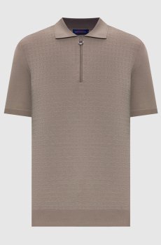 Коричневое поло из шерсти, кашемира и шелка