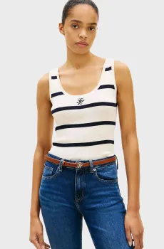 Женская белая майка в полоску NEEDLE Белый XS Tommy Hilfiger WW0WW48480