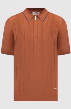 Коричневое поло из шелка с логотипом