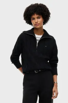 Женская черная шерстяная кофта SOFT WOOL CABLE Черный M Tommy Hilfiger WW0WW46425