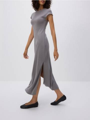 Reserved - Сукня з тканини з додаванням модалу - темно-сірий - 932GA-90X