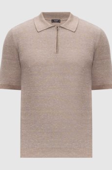 Коричневое поло с леном в узор