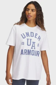 Женская белая футболка UA HWT OS Collegiate SS Белый XS Under Armour 1389749-100