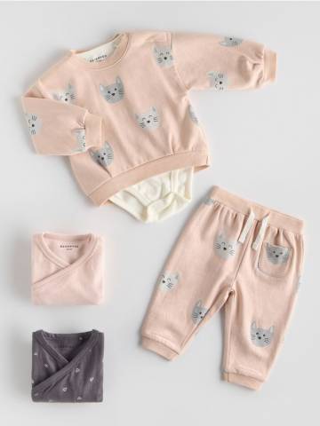 Reserved - Бавовняний комплект - пильно-рожевий - 859GK-39X