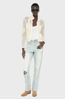 Женский белый льняной кардиган Voltyz Белый M ZADIG&VOLTAIRE KWCA01672_ECRU