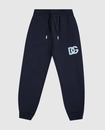 Детские синие спортивные штаны с принтом монограммы логотипа DG
