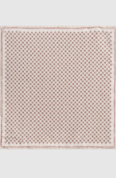 Бежевый двухсторонний платок-паше из шелка в принт