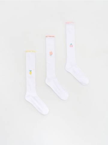 Reserved - GIRLS` KNEE-LENGTH SOCKS - білий - 634EB-00X Reserved - GIRLS` KNEE-LENGTH SOCKS - білий - 634EB-00X