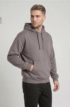 Кофта comfort fit з капюшоном з домішкою бавовни - темно-сірий